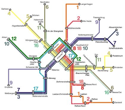 Netzplan Nr. 2: Die „Scheelhaase-Lösung” mit der im A-Tunnel fahrenden Linie 10 Netzplan Nr. 2: Die „Scheelhaase-Lösung” mit der im A-Tunnel fahrenden Linie 10