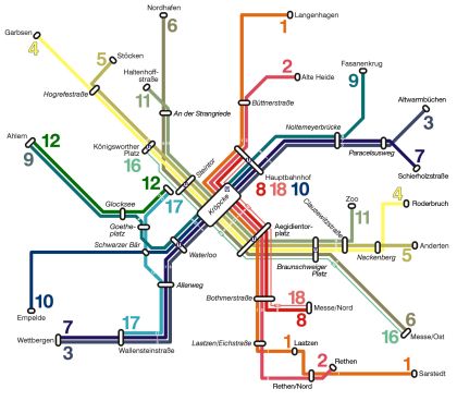 Netzplan Nr. 4: Linie 9 Ahlem – Fasanenkrug und Linie 10 Hauptbahnhof – Empelde Netzplan Nr. 4: Linie 9 Ahlem – Fasanenkrug und Linie 10 Hauptbahnhof – Empelde