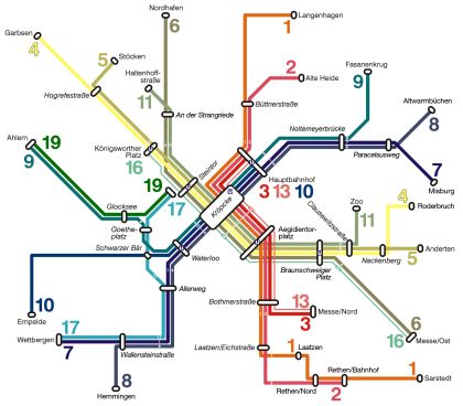 Netzplan Nr. 5: So könnte das Linien-Netz mit der Scheelhaase-Lösung aussehen Netzplan Nr. 5: So könnte das Linien-Netz mit der Scheelhaase-Lösung aussehen