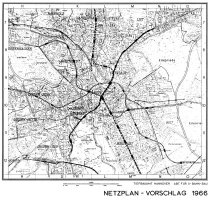 Verbesserter Netzplan 1966 mit vier Tunnelästen (D-Linie zur Entlastung) Verbesserter Netzplan 1966 mit vier Tunnelästen (D-Linie zur Entlastung)
