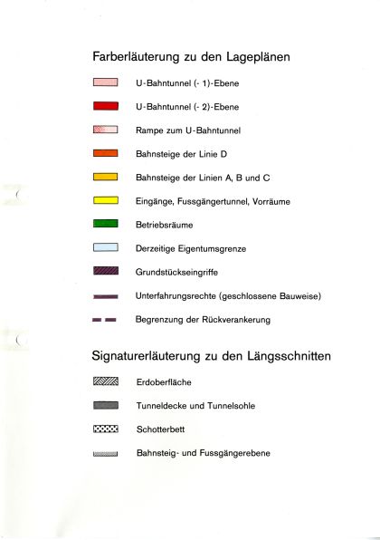 Legende Lagepläne und Längsschnitte Legende Lagepläne und Längsschnitte