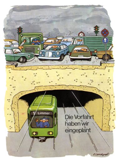 Üstra-Cartoon „Vorfahrt eingeplant” Üstra-Cartoon „Vorfahrt eingeplant”